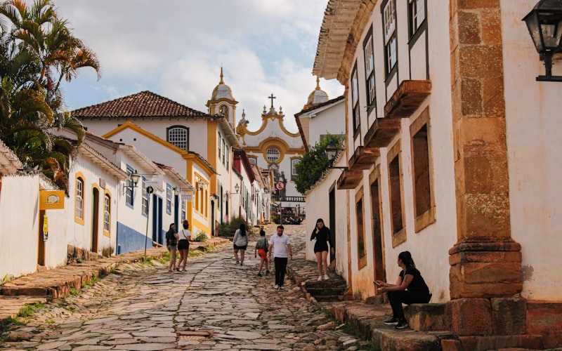 Colorful street in Pelourinho, Salvador with colonial architecture